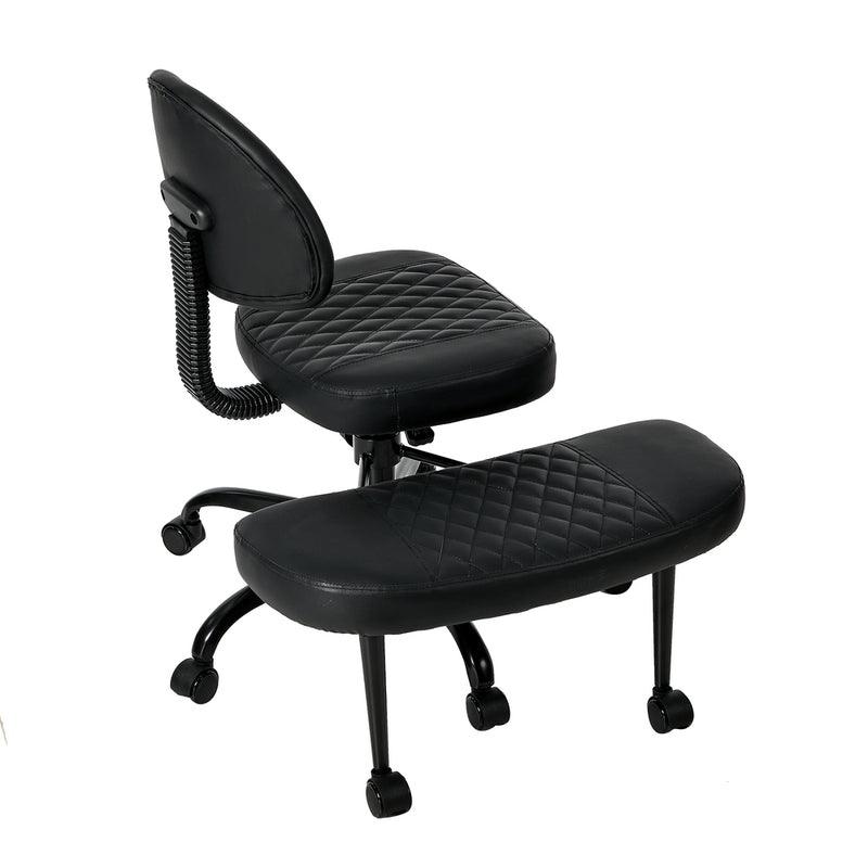 Oikiture Cross Legged Office Chair with Wheels Adjustable Height Black