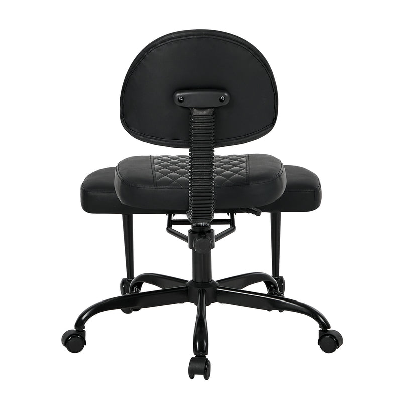 Oikiture Cross Legged Office Chair with Wheels Adjustable Height Black