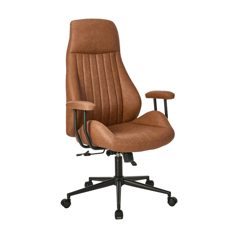 Oikiture Office Chair High Back Swivel Gaming Computer Chairs Brown