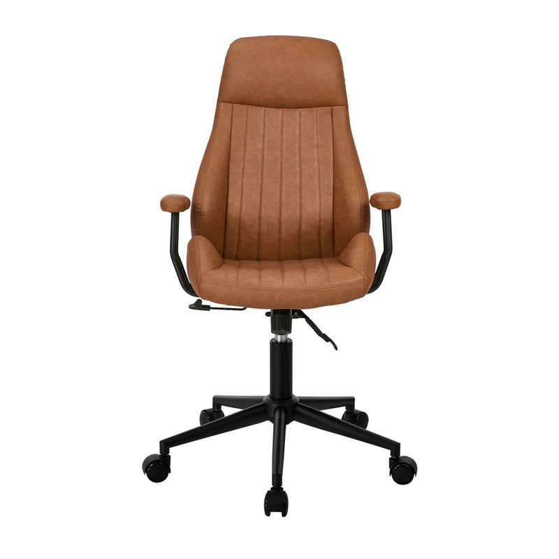 Oikiture Office Chair High Back Swivel Gaming Computer Chairs Brown