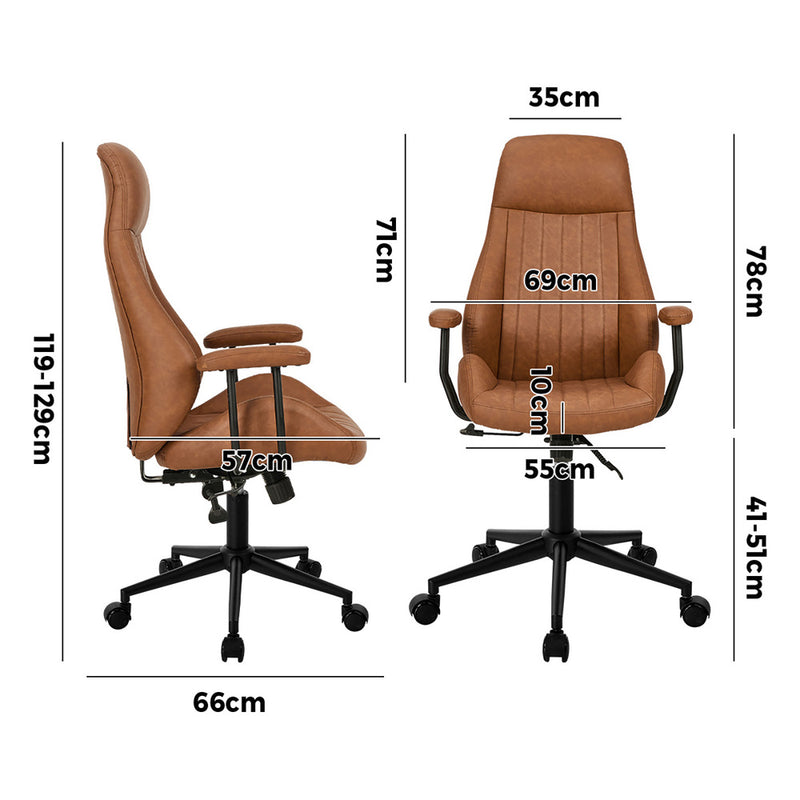 Oikiture Office Chair High Back Swivel Gaming Computer Chairs Brown