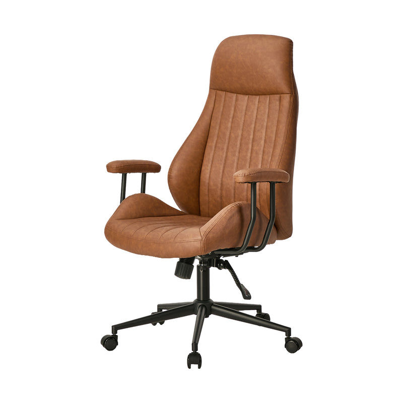Oikiture Office Chair High Back Swivel Gaming Computer Chairs Brown