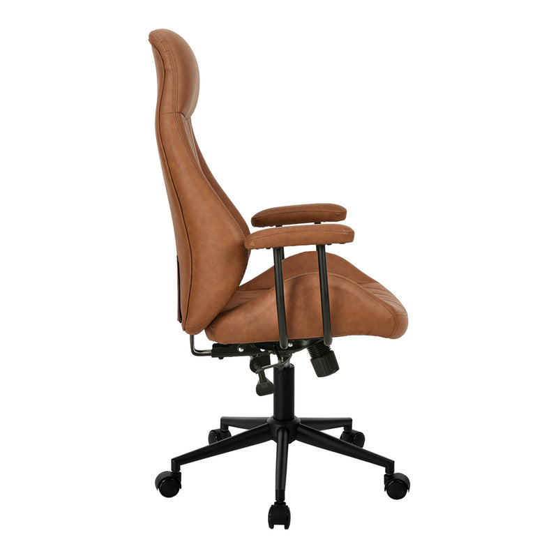 Oikiture Office Chair High Back Swivel Gaming Computer Chairs Brown