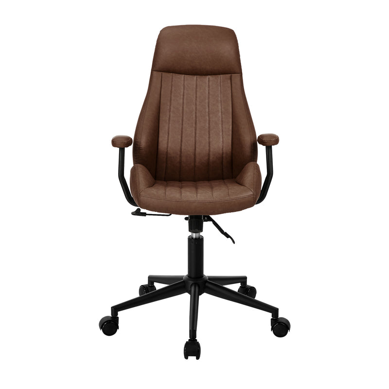 Oikiture Office Chair High Back Swivel Rolling Chairs Dark Brown