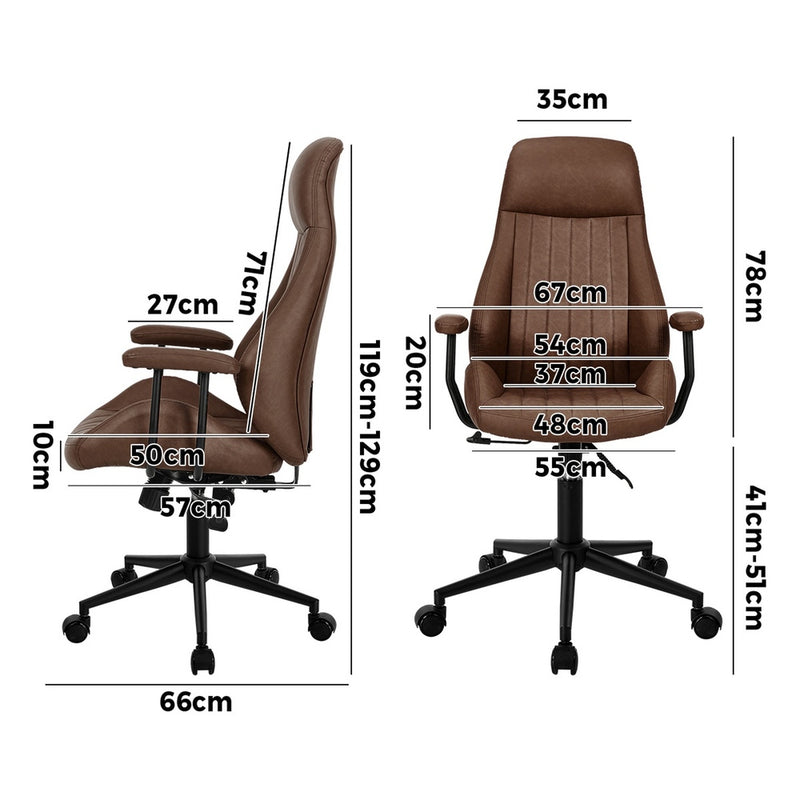 Oikiture Office Chair High Back Swivel Rolling Chairs Dark Brown