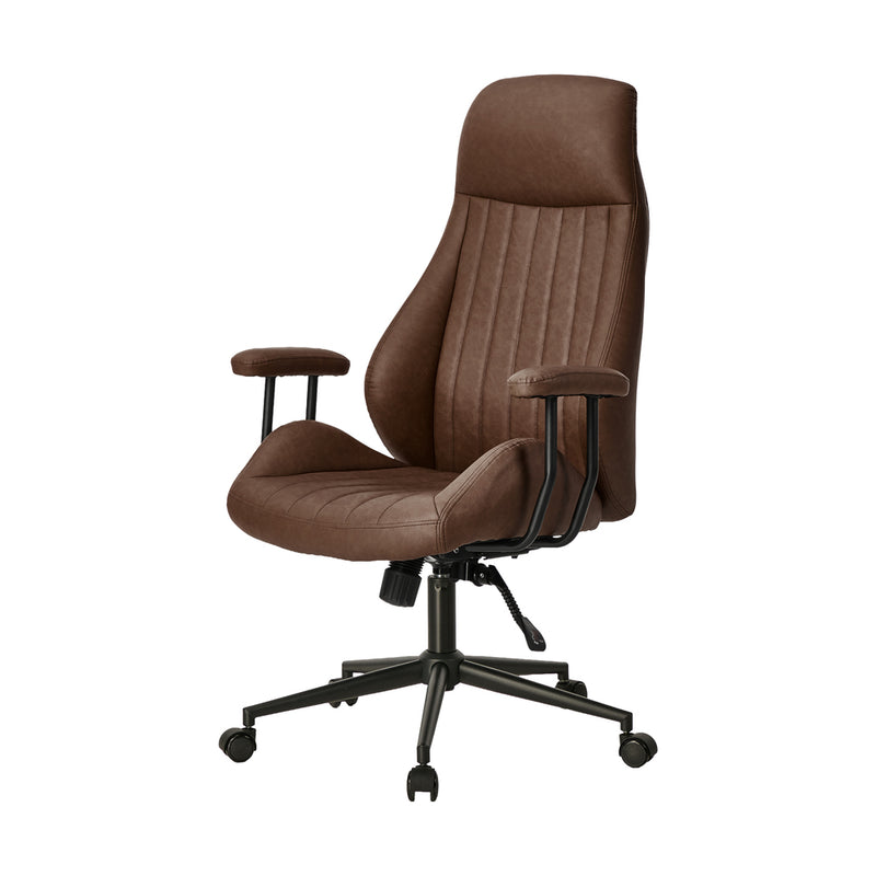 Oikiture Office Chair High Back Swivel Rolling Chairs Dark Brown