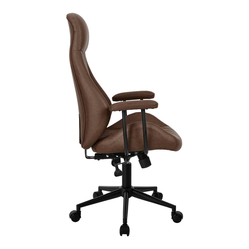Oikiture Office Chair High Back Swivel Rolling Chairs Dark Brown