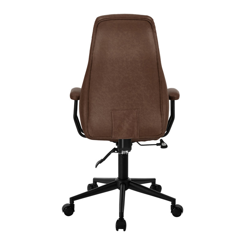 Oikiture Office Chair High Back Swivel Rolling Chairs Dark Brown