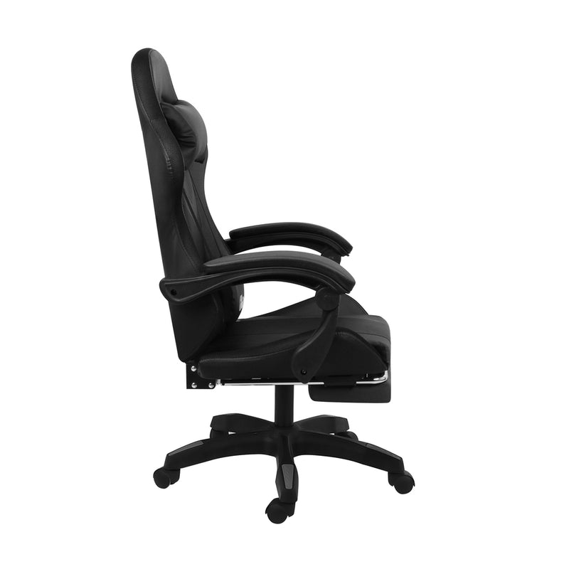 Oikiture Racing Gaming Chair 7 RGB LED 8 Points Massage Black