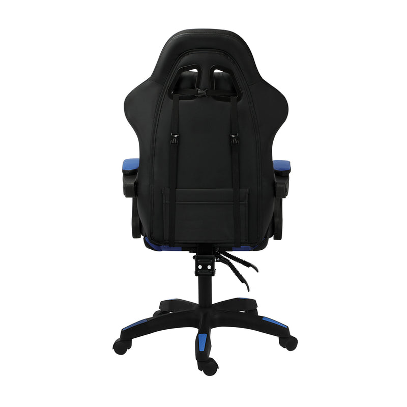 Oikiture Racing Gaming Chair 7 RGB LED 8 Points Massage Black&Blue