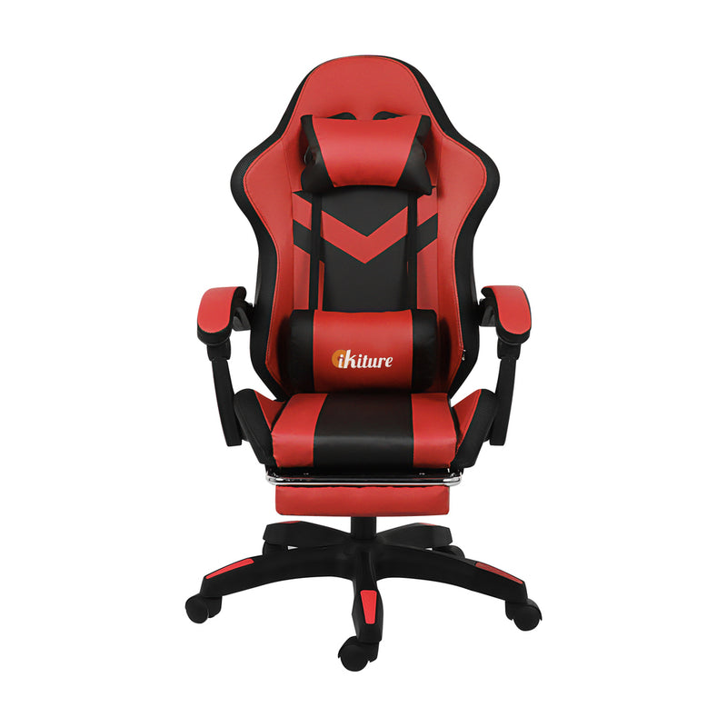 Oikiture Racing Gaming Chair 7 RGB LED 8 Points Massage Black&Red