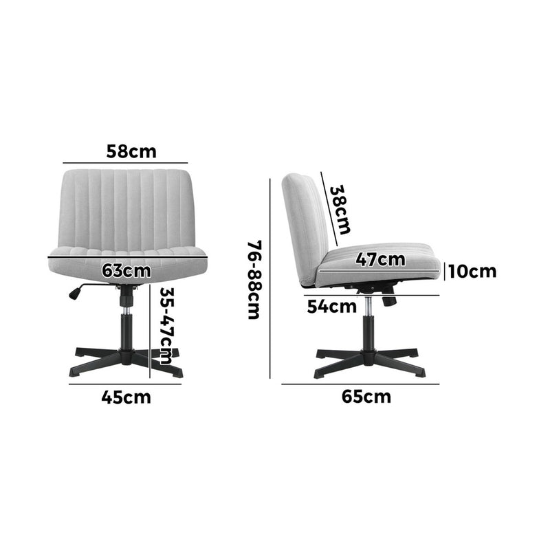 Oikiture Mid Back Armless Office Chair Adjustable Wide Seat Grey