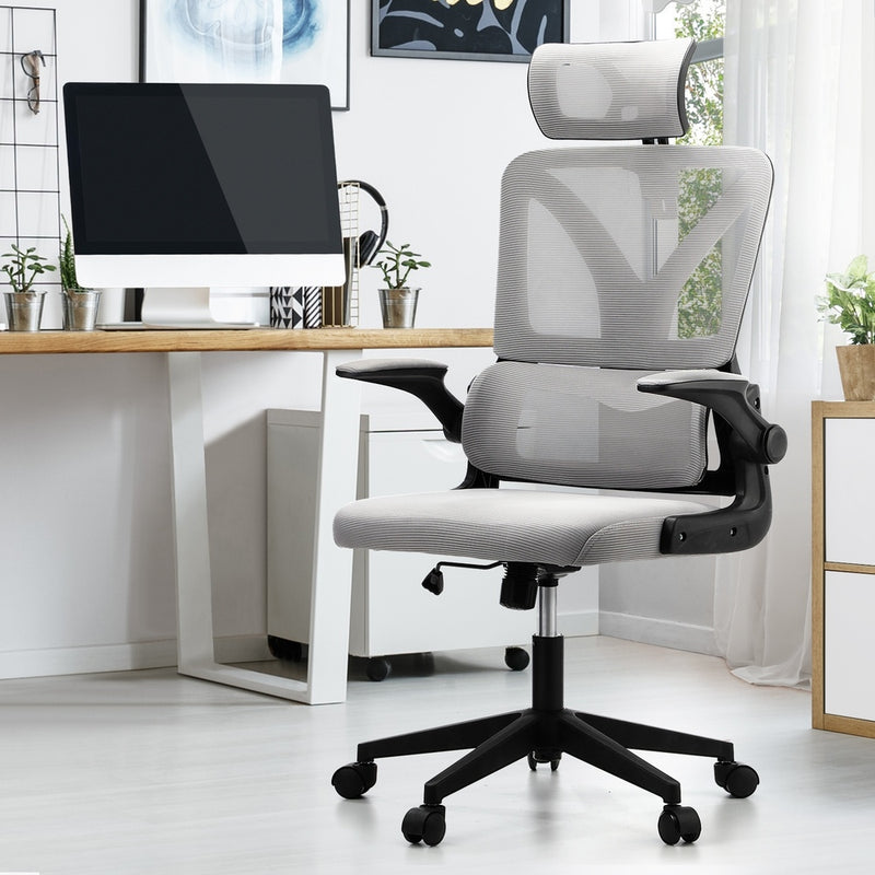 Oikiture Mesh Office Chair Adjustable Lumbar Support D-Shape BK&GY