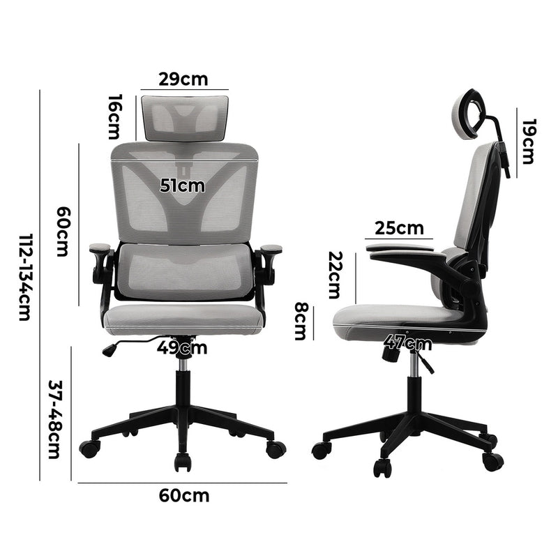 Oikiture Mesh Office Chair Adjustable Lumbar Support D-Shape BK&GY