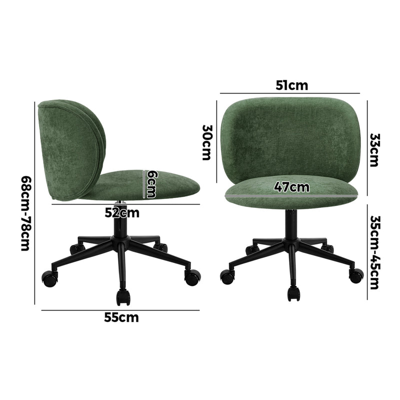 Oikiture Office Chair Armless Mid Back Swivel Ergonomic Chair Green
