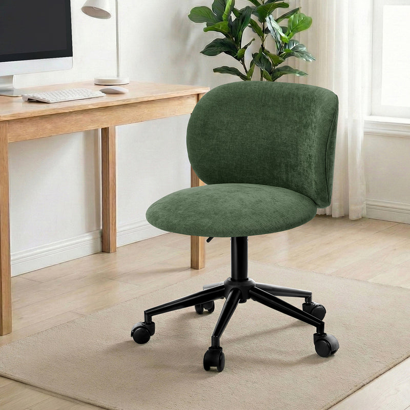 Oikiture Office Chair Armless Mid Back Swivel Ergonomic Chair Green