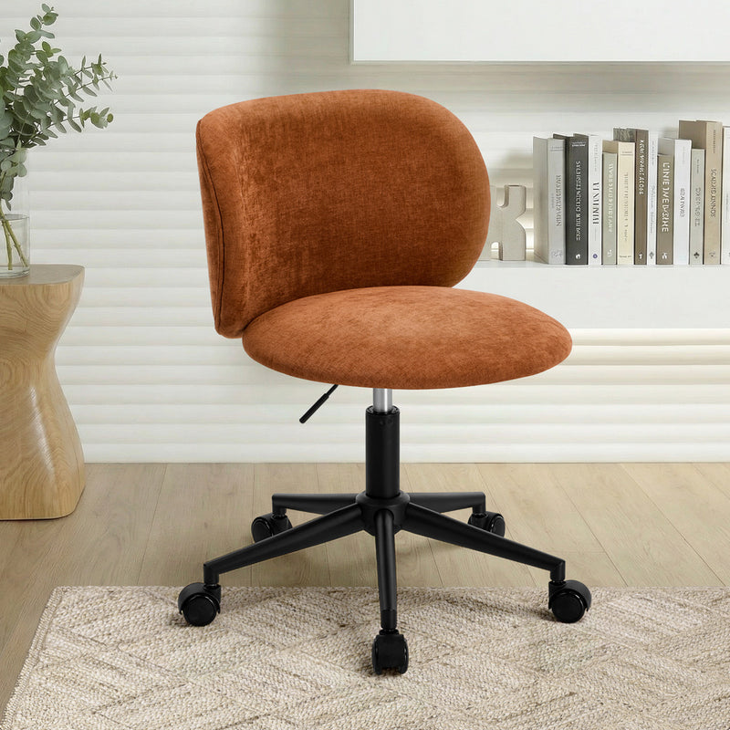 Oikiture Office Chair Armless Mid Back Swivel Ergonomic Chair Orange
