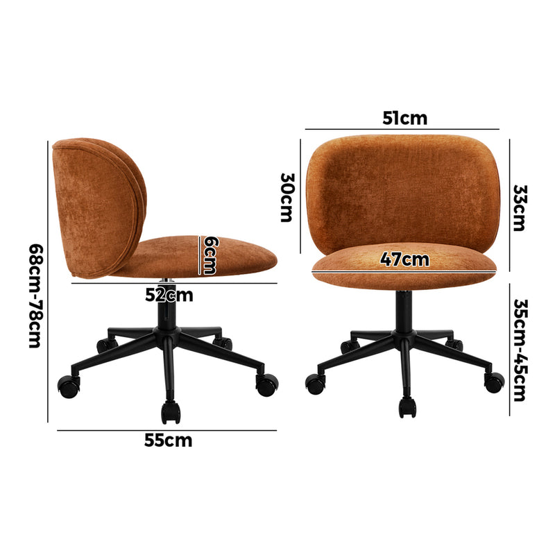 Oikiture Office Chair Armless Mid Back Swivel Ergonomic Chair Orange