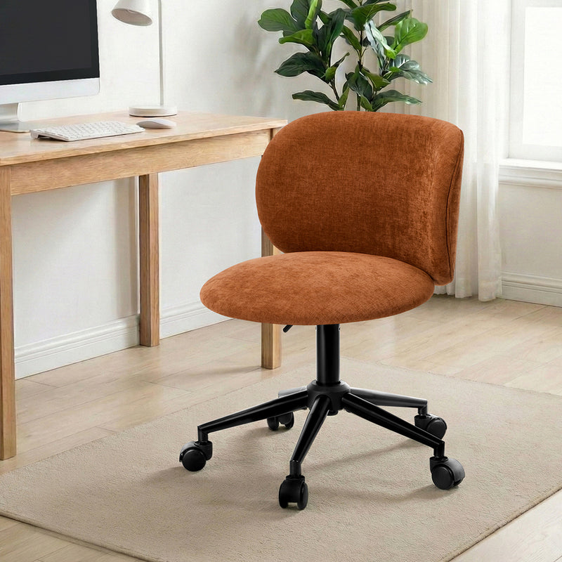 Oikiture Office Chair Armless Mid Back Swivel Ergonomic Chair Orange
