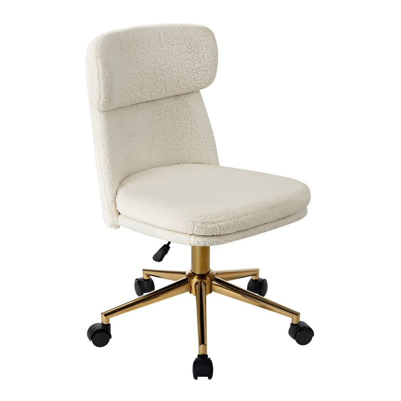 Oikiture Armless Office Chair Mid Back Computer Chair Wheels White