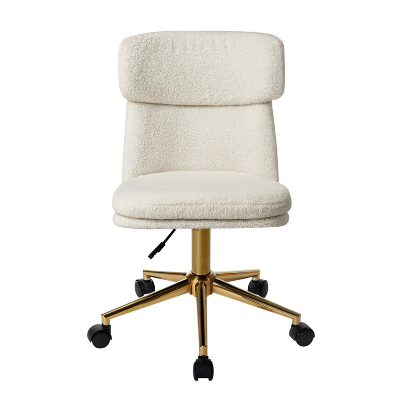 Oikiture Armless Office Chair Mid Back Computer Chair Wheels White