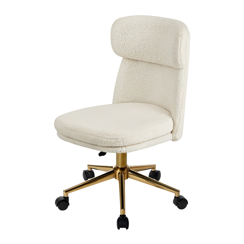 Oikiture Armless Office Chair Mid Back Computer Chair Wheels White
