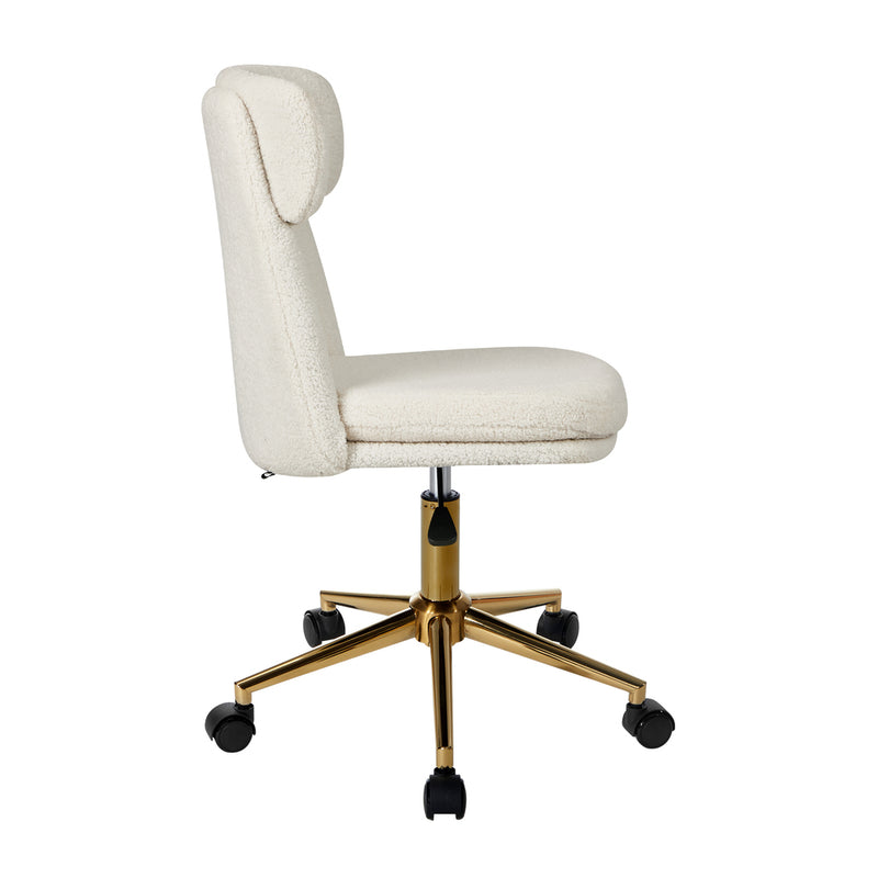 Oikiture Armless Office Chair Mid Back Computer Chair Wheels White