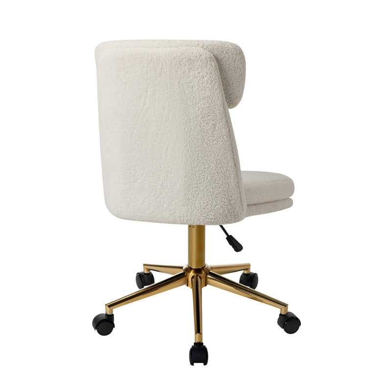 Oikiture Armless Office Chair Mid Back Computer Chair Wheels White