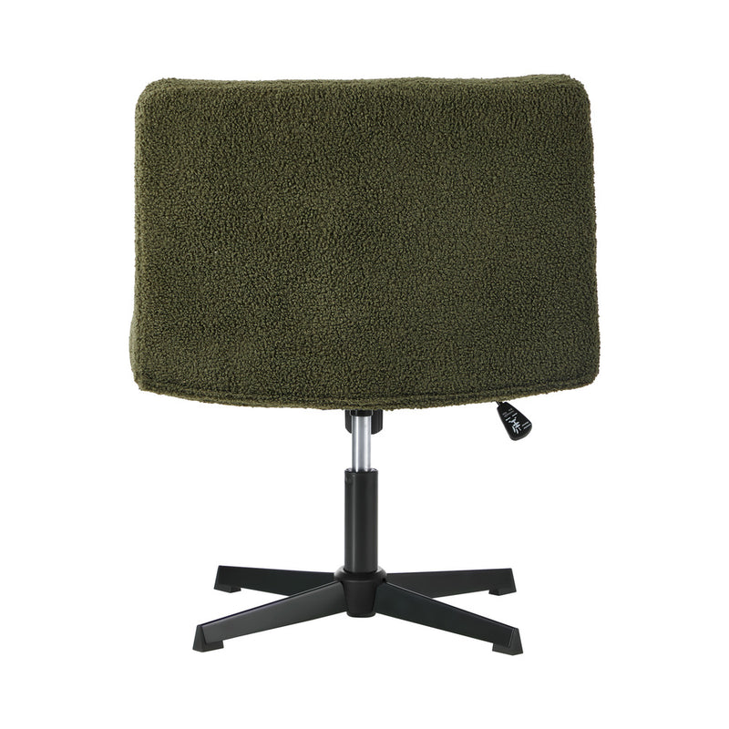Oikiture Mid Back Armless Office Chair Wide Boucle Green No Wheels