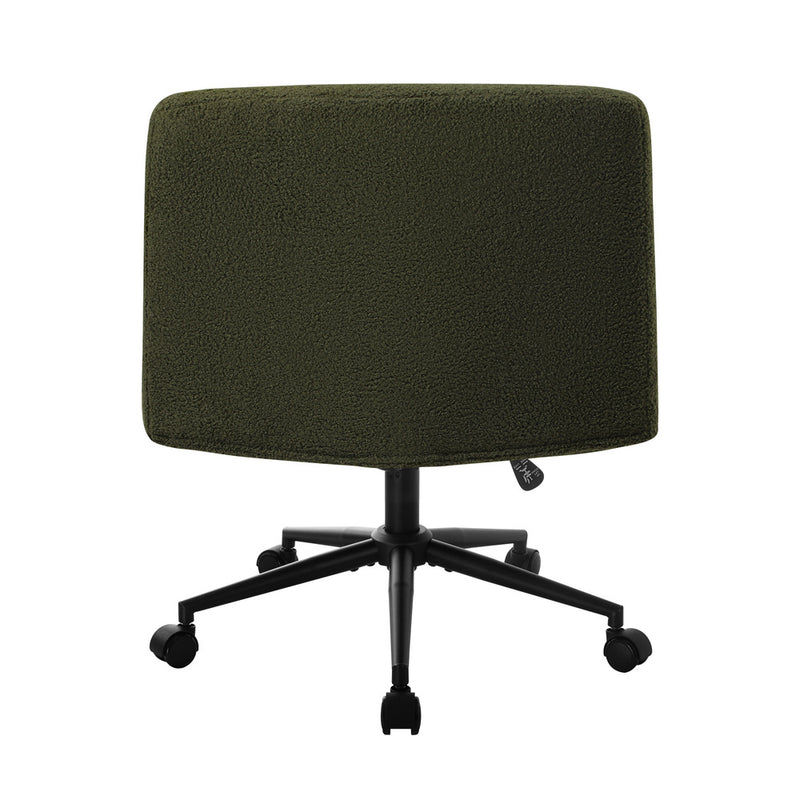 Oikiture Armless Office Chair Wide Seat with Wheels Boucle Green