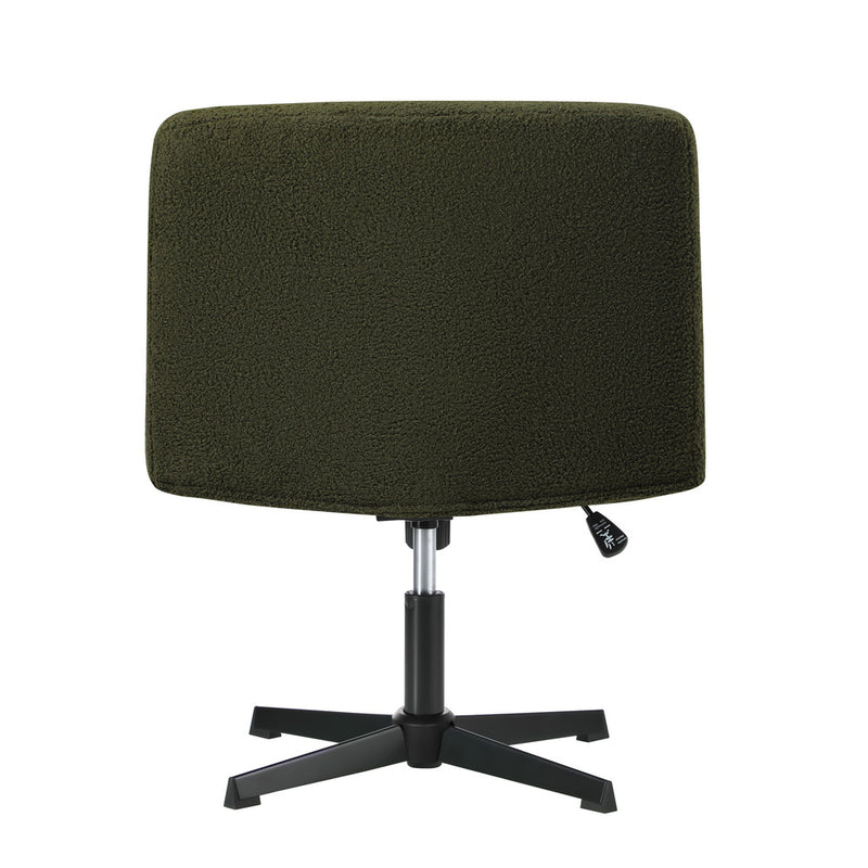 Oikiture Armless Office Chair Wide Seat No Wheels Boucle Green