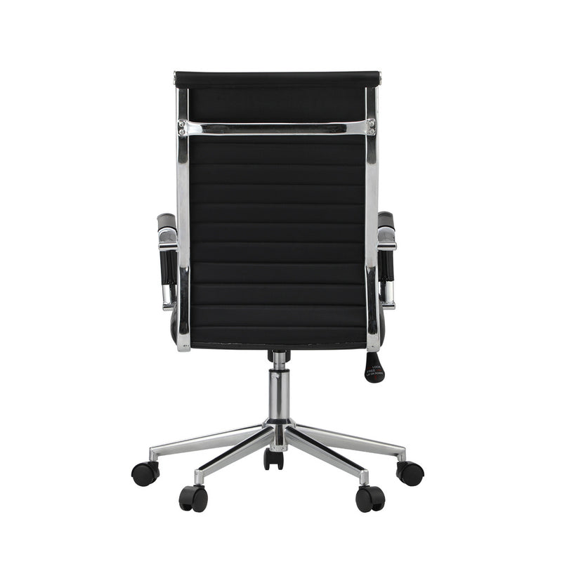 Oikiture Swivel Office Chair High Back Leather Black