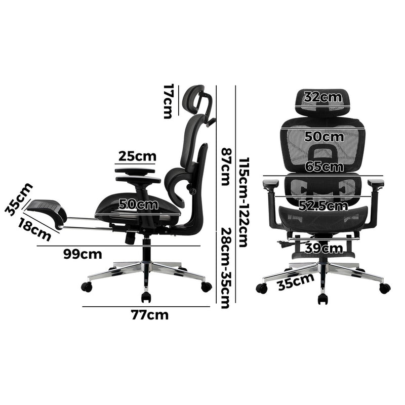 Oikiture Ergonomic Office Chair Mesh Executive Seat Black