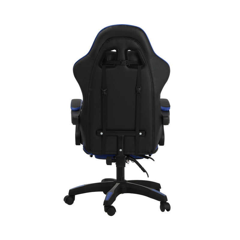 Oikiture Gaming Chair with Footrest and Massage Pillow Black&Blue