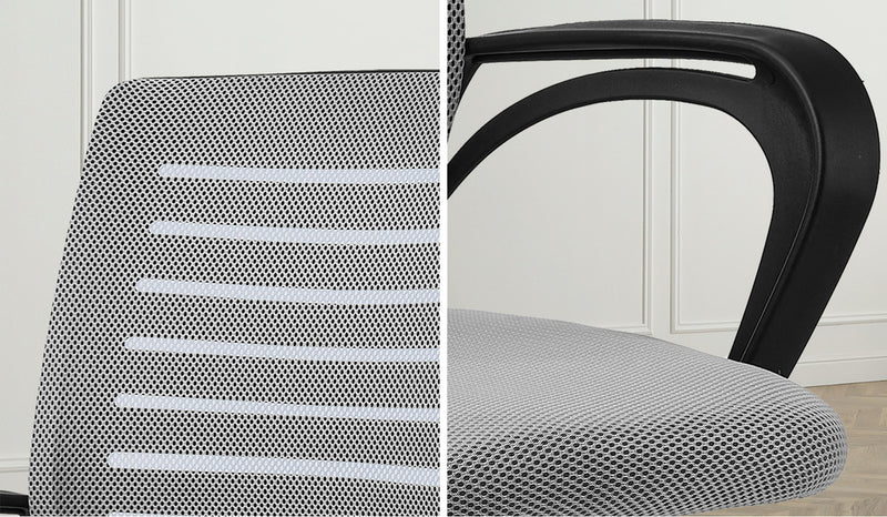 Oikiture Mesh Office Chair Breathable Backrest Black & Grey