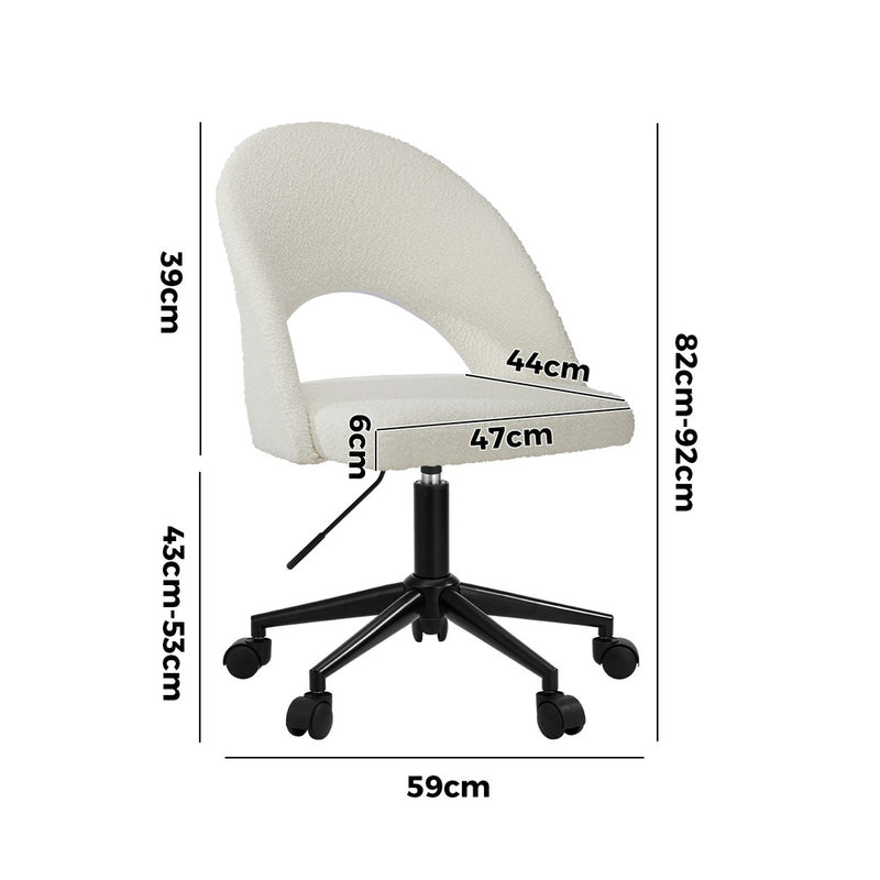 Oikiture High Back Hollow Armless Office Chair Boucle White&Black