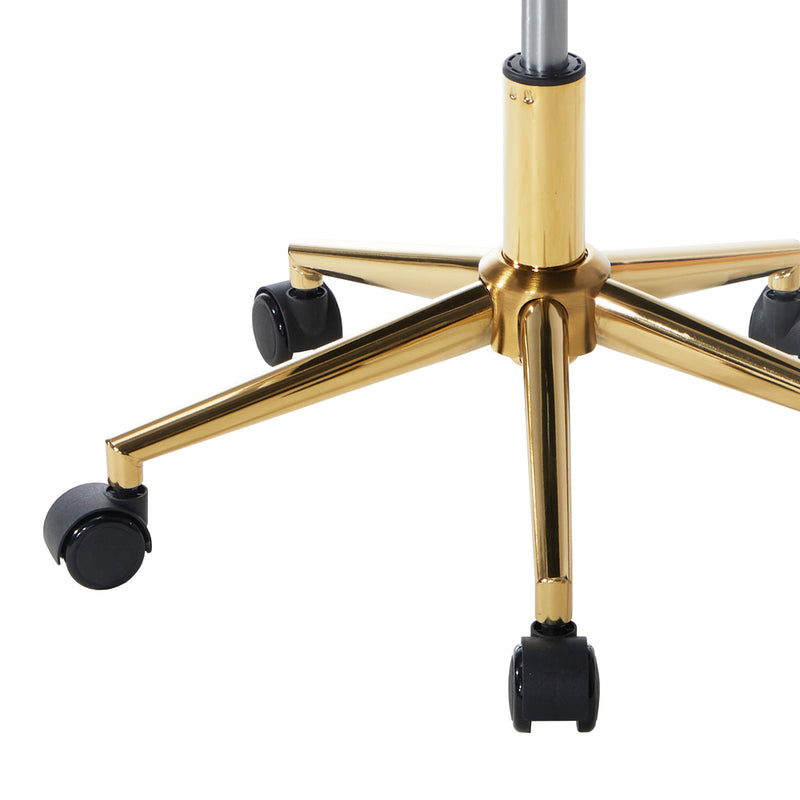 Oikiture Hollow Armless Home Office Chair Boucle White&Gold