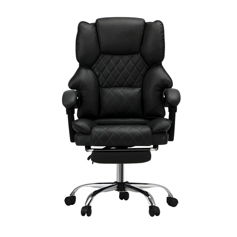 Oikiture Massage Office Chair PU Footrest Black