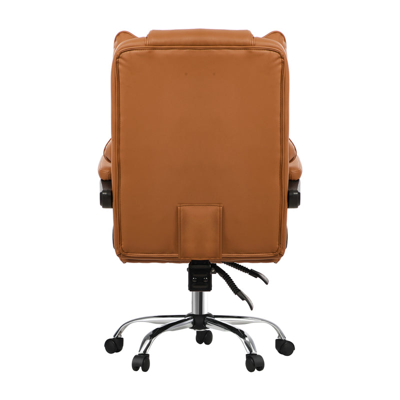 Oikiture Gaming Office Chair Massage PU Leather Adjustable Brown