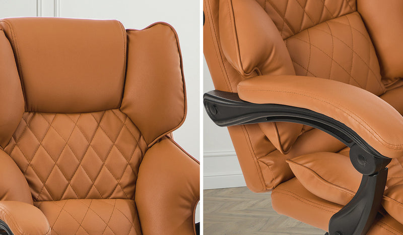 Oikiture Gaming Office Chair Massage PU Leather Adjustable Brown