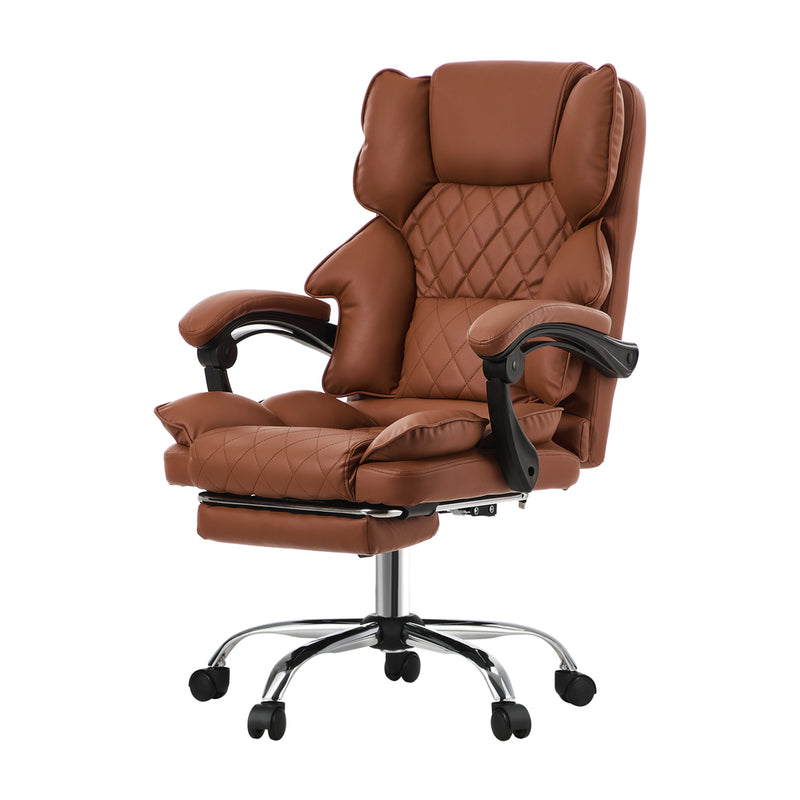 Oikiture Massage Office Chair Recliner PU Chocolate