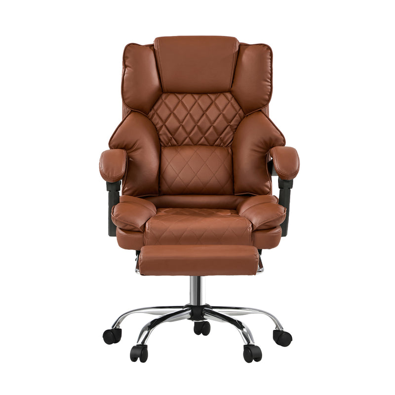 Oikiture Massage Office Chair Recliner PU Chocolate