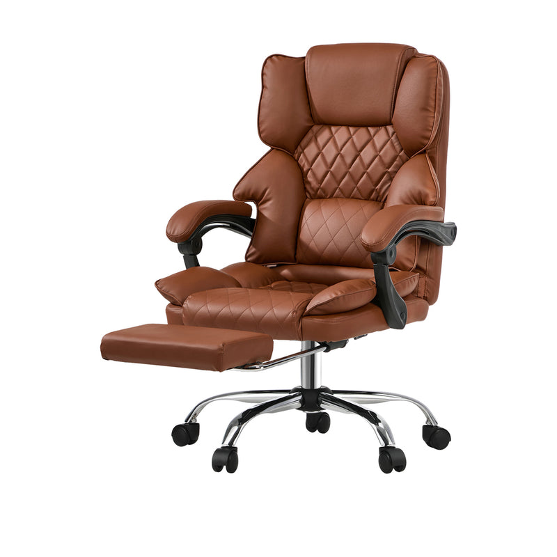 Oikiture Massage Office Chair Recliner PU Chocolate