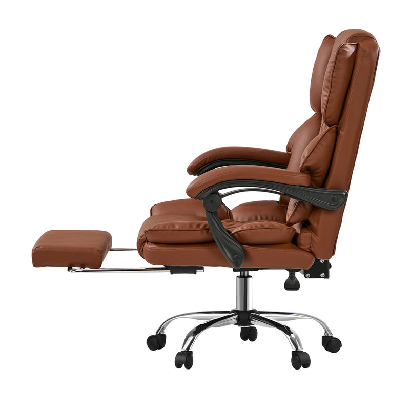 Oikiture Massage Office Chair Recliner PU Chocolate