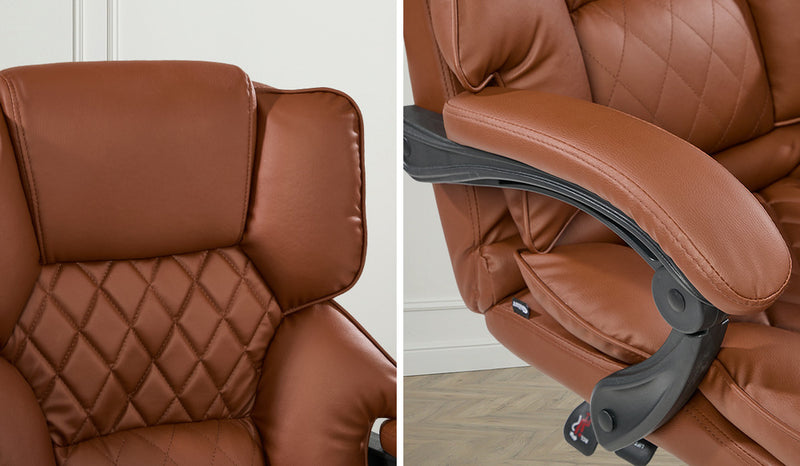Oikiture Massage Office Chair Recliner PU Chocolate