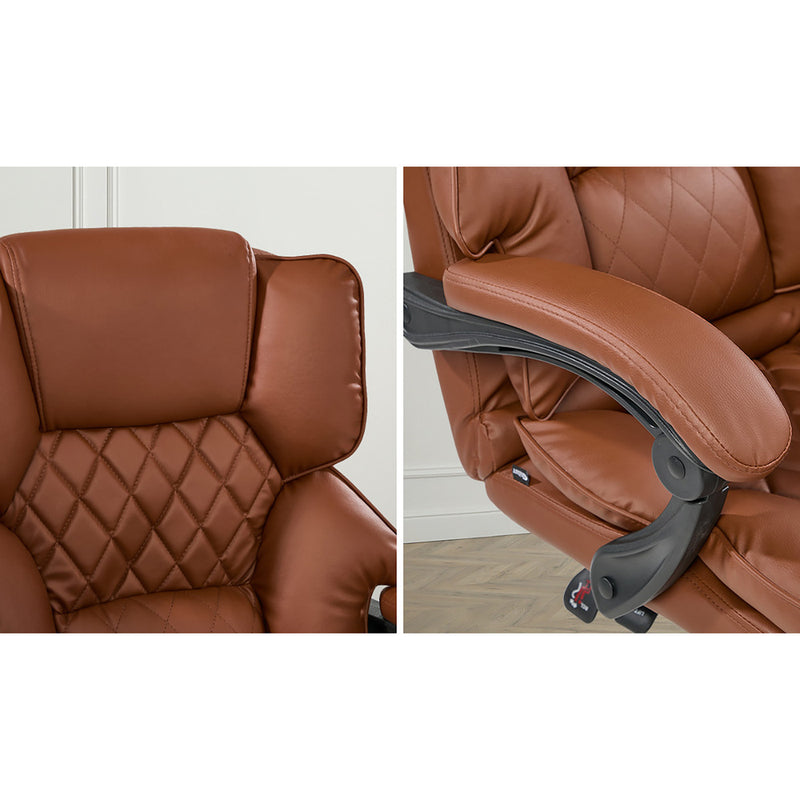 Oikiture Massage Office Gaming Chair PU Leather Adjustable Dark Brown