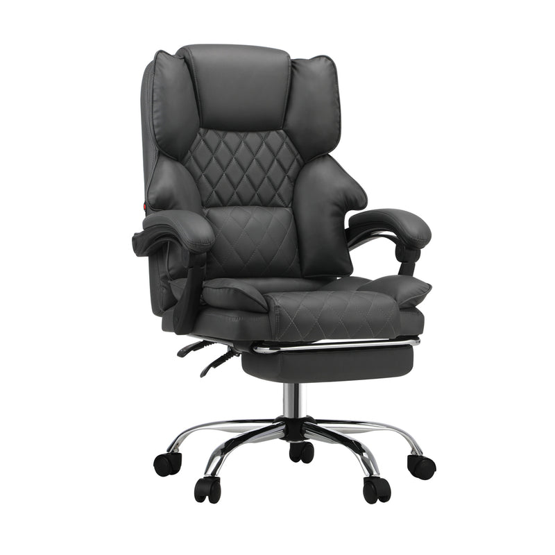 Oikiture Massage Office Chair PU Footrest Grey