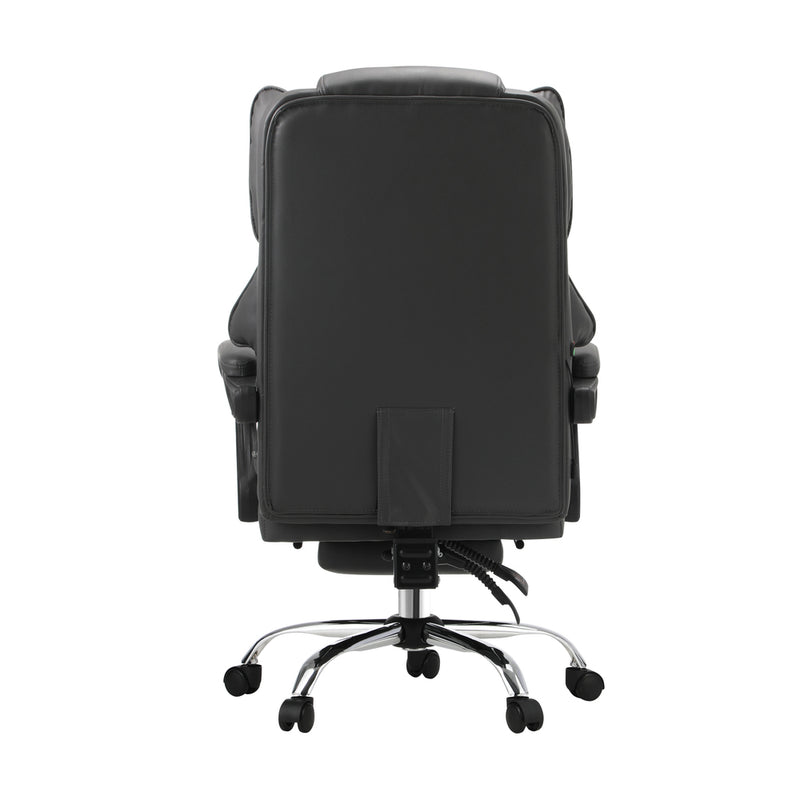 Oikiture Massage Office Chair PU Footrest Grey