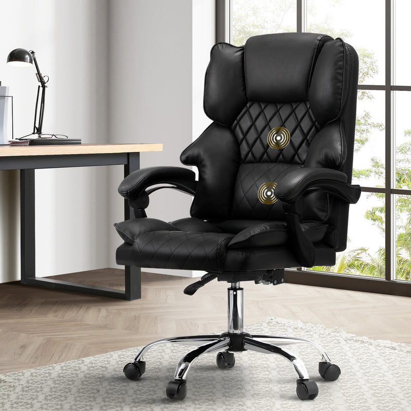 Oikiture Massage Office Chair PU Leather Black