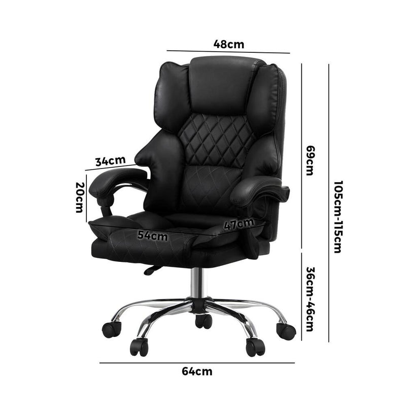Oikiture Massage Office Chair PU Leather Black